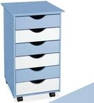 TecTake GmbH Rollcontainer aus Holz 65x36x40cm - blau 400925