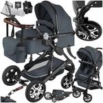 TecTake GmbH Kombi-Kinderwagen Mats, klappbar, 5-Punkt-Gurt - anthrazit 405315