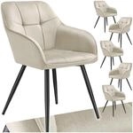 TecTake GmbH Stuhl Marilyn, Samtoptik, gesteppt - creme/schwarz, 6er Set 405762