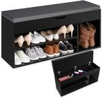 TecTake GmbH Schuhbank Natalya mit Sitzpolster 104x30x49cm - schwarz 403624
