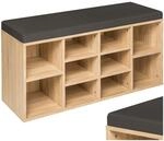 TecTake GmbH Schuhschrank mit Sitzpolster 103,5x48x30cm - dunkelgrau/eiche hell