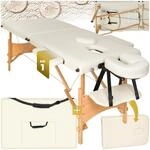 TecTake GmbH 2 Zonen Massageliege mit 5cm Polsterung und Holzgestell - beige...