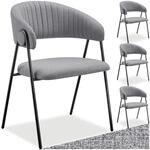 TecTake GmbH Armlehnstuhl Bedano, gepolstert, Webstoff, 150 kg - grau, 4er Set...