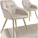 TecTake GmbH Stuhl Marilyn, Samtoptik, gesteppt - taupe/gold, 2er Set 405788