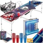 TecTake GmbH Aluminium Bierpongtisch BeerWars II, Eisfach, LED-Beleuchtung - bunt