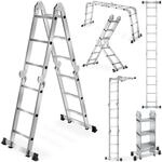 TecTake GmbH 12-stufige Mehrzweckleiter, 6in1, klappbar, rutschfest - silber...