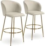 TecTake GmbH Barstuhl Luana, mit R&uuml;ckenlehne, Samtoptik - creme/gold, 2er Set...