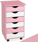 TecTake GmbH Rollcontainer aus Holz 65x36x40cm - rosa 400924
