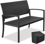 TecTake GmbH Rattan-Gartenbank Murat 2-Sitzer, wetterfest, 250 kg - schwarz...