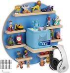TecTake GmbH Wandregal MyLittleStory Moon, f&uuml;r bis zu 28 Tonies - blau 406650