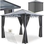 TecTake GmbH Gartenpavillon Caracas, Aluminium, wetterfest, UV-Schutz 30+ - grau