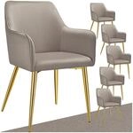 TecTake GmbH Armlehnstuhl Avane, Samtoptik, gepolstert - taupe, 6er Set 405498