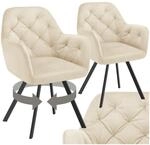 TecTake GmbH Drehbarer Samt-Armlehnstuhl Lucia, gepolstert - creme, 2er Set...