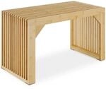 TecTake GmbH Hocker/Sitzbank Ribb, Lamellenoptik, belastbar bis 350 kg - Bambus