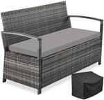 TecTake GmbH Rattan-Gartenbank Vecchia 2-Sitzer, wetterfest, Stauraum - grau...