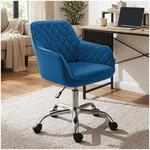 TecTake GmbH Drehstuhl Nancy, gepolstert, mit Rollen, h&ouml;henverstellbar - blau...