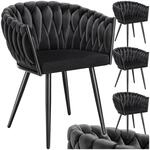 TecTake GmbH Set Esszimmerstuhl Astano Samt, Knotendesign - schwarz, 4er Set...