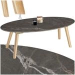 TecTake GmbH Ovaler Couchtisch Acerra, Marmoroptik 100x50x34,5 cm - natur 405383