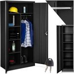 TecTake GmbH Spind mit 6 F&auml;chern und Kleiderstange - schwarz, 80 cm 404384