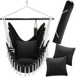 TecTake GmbH H&auml;ngesessel Malika, Boho-Style, Belastbarkeit 150kg - schwarz...