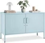 TecTake GmbH Sideboard Baker, Magnetverschluss, verstellbarer Boden - grau/blau