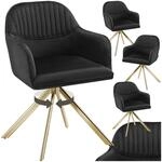 TecTake GmbH Samt-Drehstuhl Lona mit dicker Polsterung - schwarz/gold, 4er Set...