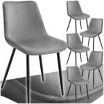 TecTake GmbH Set Stuhl Monroe Samtoptik - grau, 6er Set 404934