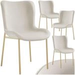 TecTake GmbH Polsterstuhl Tessa - Samtoptik beige/gold, 4er Set 405648