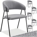 TecTake GmbH Armlehnstuhl Bedano, gepolstert, Webstoff, 150 kg - grau, 6er Set...