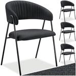 TecTake GmbH Armlehnstuhl Bedano, gepolstert, Webstoff, 150 kg - schwarz, 4er...