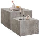 TecTake GmbH 2er-Set Couchtische Lacey, quadratisch, kein Aufbau, MDF - Beton...