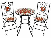 tectake Gartenmöbel Set Mosaik mit 2 Stühlen und Tisch - braun 401637