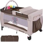 TecTake GmbH Kinderreisebett Elefant 132x75x104cm mit Wickelauflage und