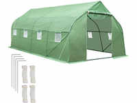Foliengewächshaus in Zeltform mit 8 Fenstern 600x300x205cm - grün