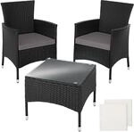 TecTake GmbH Rattan Gartenset Luzern 2+1 inkl. Bez&uuml;ge in 2 Farben - schwarz 402862