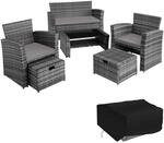 TecTake GmbH Rattan Sitzgruppe Modena 3+2+1 inkl. Schutzh&uuml;lle - grau 403279