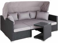 tectake Rattan Lounge mit Aluminiumgestell San Marino - schwarz 403426