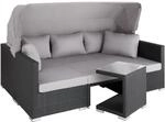 TecTake GmbH Rattan Lounge mit Aluminiumgestell San Marino - schwarz 403426