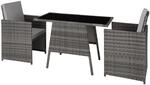 TecTake GmbH Rattan Sitzgruppe Lausanne 2+1 - grau 403097