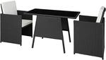 TecTake GmbH Rattan Sitzgruppe Lausanne 2+1 - schwarz 403096