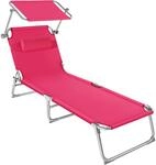 TecTake GmbH Gartenliege 4-stufig mit Kopfpolster - pink 403419