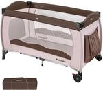 TecTake GmbH Kinderreisebett 126x65x80cm mit Transporttasche - coffee 402417