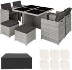 TecTake GmbH Aluminium Rattan Sitzgruppe Manhattan 4+4+1 mit Schutzh&uuml;lle -...
