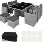 TecTake GmbH Aluminium Rattan Sitzgruppe New York 6+4+1 mit Schutzh&uuml;lle -...