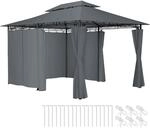 TecTake GmbH Luxus Garten Pavillon Emine 4x3m mit 6 Seitenteilen - anthrazit 403269