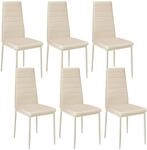 TecTake GmbH Esszimmerst&uuml;hle Kunstleder - beige, 6er Set 401852