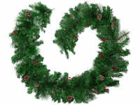 tectake Weihnachtsgirlande naturgetreu mit Tannenzapfen 2,7m - rot/grün 403316