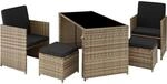 TecTake GmbH Rattan Sitzgruppe Palermo 2+2+1 - natur 403563