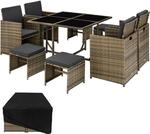 TecTake GmbH Rattan Sitzgruppe Bilbao 4+4+1 mit Schutzh&uuml;lle - natur 403735