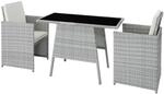 TecTake GmbH Rattan Sitzgruppe Lausanne 2+1 - hellgrau 403732
